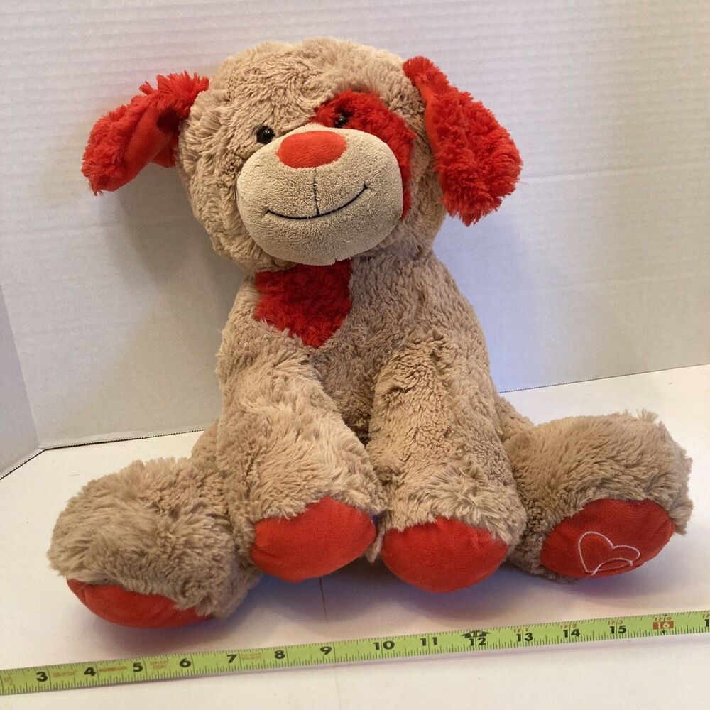 Animal Adventure Puppy Dog Stuffed  Animal Plush Red Eye Patch Hearts Valentine